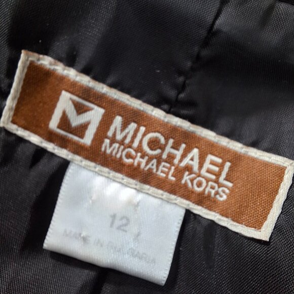 Michael Kors Womans Business Career Suit Blazer Jacket Sz 12 Matte Brown Fitted - Picture 16 of 16